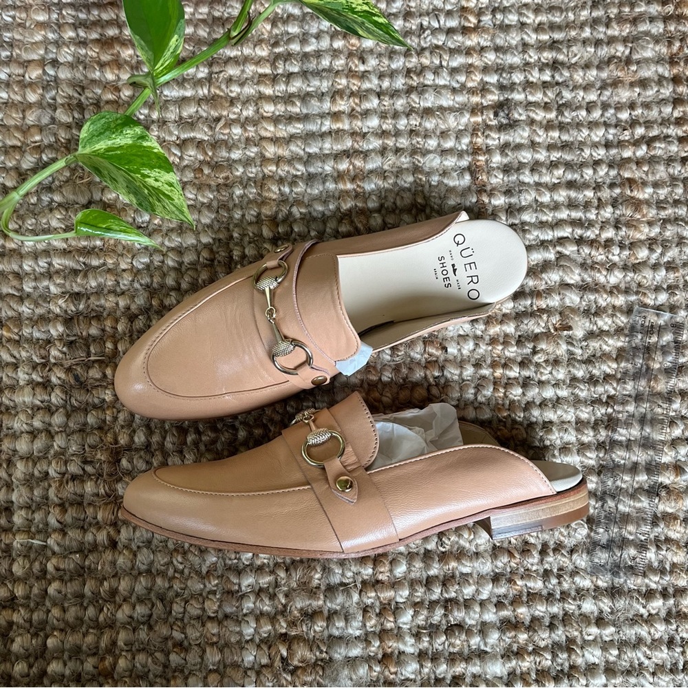 Quero Nude Leather Loafers NWT